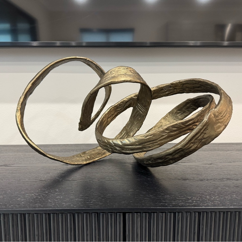 Abstract Twisted Metal Sculpture - Gold Tone